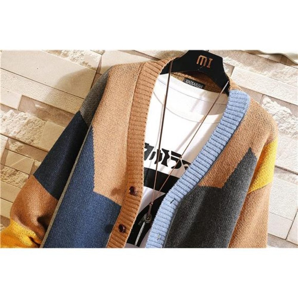 Men's Cardigan Sweater Knitted Long Sleeve Sweaters with Buttons - Picture 4 of 7